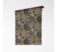 A.S. Création Versace VI Art De La Table Non-Woven Wallpaper - Baroque Blackboard Art Motifs, Porcelain Decor with Medusa Head, Vinyl Surface, Baroque Wallpaper, Design, 10.05 m x 0.70 m, Black/Gold