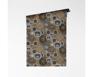 A.S. Création Versace VI Art De La Table Non-Woven Wallpaper - Baroque Blackboard Art Motifs, Porcelain Decor with Medusa Head, Vinyl Surface, Baroque Wallpaper, Design, 10.05 m x 0.70 m, Black/Gold