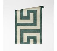 A.S. Création Versace VI Greek 791743 Non-Woven Wallpaper - Meander Geometry with Medusa Motif, Gold & Neutrals, Vinyl Surface, Geometric Wallpaper, Graphic, 10.05 m x 0.70 m, Green/Grey