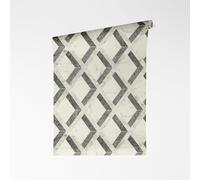 A.S. Création Versace VI Tarsia 791333 Non-Woven Wallpaper - Geometric Mosaic Design, Marble Diamonds with Logo, Vinyl Surface, Geometric Wallpaper, Graphic, 10.05 m x 0.70 m, Grey/Black