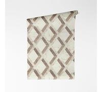 A.S. Création Versace VI Tarsia 791334 Non-Woven Wallpaper - Geometric Mosaic Design, Marble Diamonds with Logo, Vinyl Surface, Geometric Wallpaper, Graphic, 10.05 m x 0.70 m, Brown/Grey