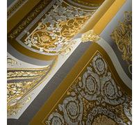 A.S. Création Versace Wallpaper Baroque Luxury Wallpaper Floral 387045 Gold Silver Grey Designer Logo Medusa 10.05 x 0.70 m Made in Germany