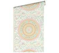 Versace Wallpaper Floral 387052 Luxury Wallpaper Floral Mint Colours Gold Pink White Green Tendril 10.05 x 0.70 m Made in Germany