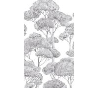 A.S. Création Vibes & Styles 792167 Non-Woven Wallpaper - Warm Atmosphere with Botany, Geometry & 3D Look, Vinyl Surface, Trees, Forest Wallpaper, 1.59 m x 2.80 m, Grey/Black