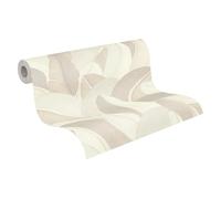 A.S. Création Vibes & Styles Isabelle Golden Canopy Non-Woven Wallpaper - Floral Palm Leaves in Gold, Textured with Shine, Floral Wallpaper, Palm Leaves, 10.05 m x 0.53 m, Cream/White - 790395