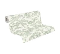 A.S. Création Vibes & Styles Lin Zen Branches 790013 Non-Woven Wallpaper Asian Pine Drawing Rust Red on Beige Non-Woven Surface Floral Wallpaper Trees 10.05 m x 0.53 m Green/White