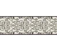 Versace Wallpaper 935462, Vinyl Fleece, Metallic, Black, White, 5,00 m (Länge) x 0,17 m (Breite)