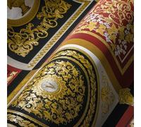 A.S. Création Wallpaper Baroque Luxury Wallpaper Floral 387046 Red Gold Black White Designer Logo 10.05 x 0.70 m Made in Germany