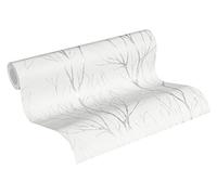 Forest Wallpaper Blooming Non-Woven Wallpaper 10.05 m x 0.53 m White Grey Made in Germany by Livingwalls 372602 37260-2