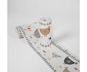 A.S. Création Wallpaper Borders Self-Adhesive Lovely Kids Chicken Party Wallpaper Borders for Kids 5.00 m x 0.155 m Grey White Creme Made in Germany 403727 403727