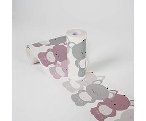 A.S. Création Wallpaper Borders Self-Adhesive Lovely Kids Cute Bears Wallpaper Borders for Kids 5.00 m x 0.155 m Pink Grey White Made in Germany 403739 403739
