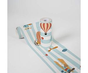 A.S. Création Wallpaper Borders Self-Adhesive Lovely Kids Flying Party Wallpaper Borders for Kids 5.00 m x 0.155 m Blue Orange Brown Made in Germany 403753 403753