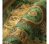 A.S. Création Wallpaper Jungle Wallpaper Luxury 387033 Green Palm Trees Gold Brown Designer Logo Medusa 10.05 x 0.70 m Made in Germany