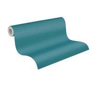 A.S. Création Wallpaper Turquoise - High-Quality Plain Non-Woven Wallpaper 395764 with Light Structure - Wall Wallpaper for Various Living Spaces 10.05 m x 0.53 m - Made in Germany