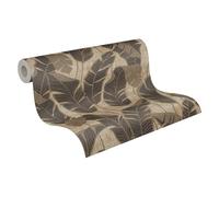 A.S. Création Wallpaper with Leaves Beige Black Jade Wallpaper 395024 - High-Quality Non-Woven Wallpaper with Plants for Different Rooms - 10.05 m x 0.53 m - Made in Germany