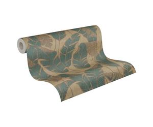 A.S. Création Wallpaper with Leaves Beige Green Jade Wallpaper 395022 - High-Quality Non-Woven Wallpaper with Plants for Different Rooms - 10.05 m x 0.53 m - Made in Germany