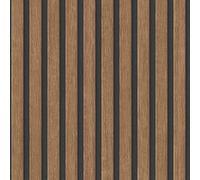 A.S. Creation Wooden Slats Panelling 3D Wood Panel Stripe Brown Black Wallpaper A.S. Creation Brown