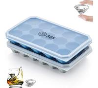 A&S Kitchen Ice Cube Tray with Spill-Resistant Removable Lid - Silicone Ice Cube Trays with Lids, Reusable, Flexible, Easy Release Ice Tray, Best for Baby Food, Water, Cocktail Drinks - Pack of 2