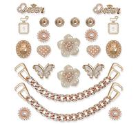 A.S.Marelis 22PCS Bling Shoe Charms for Clogs, Crystal & Rhinestone Decorations, DIY Shoe Accessories