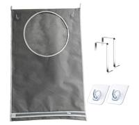 A.S.Marelis Hanging Laundry Hamper, Portable Laundry Bag Zipper Wide Open Top, Laundry Bags with Stainless Steel Hooks & Adhesive Hooks, Dirty Clothes Organization Storage