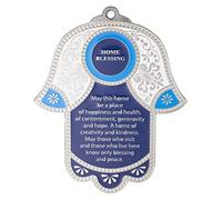 A&S Mezuzot Hamsa Wall Decor Red/Blue Evil Eye Charm Protection Amulet Home/Business Good Luck Charms in English/Hebrew Blessings (Blue/White, English Blessing)
