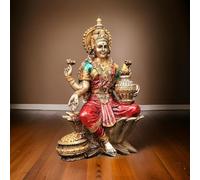 A&S Ventures MATA Lakshmi Ji Blessing Idol Big Laxmi Murti for Mandir, Diwali, and Prosperity Decoration On Lotus Murti Lakshmi Goddess of Money and Wealth Statue MATA Laxmi Blessing Murti Figurine