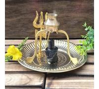 A&S Ventures Premium Shivling Jal Abhishek Tripai Jaldhari Stand Set | Black Marble Shivling, Brass Lota Kalash, Puja Thali & Trishul | Mahashivratri & Sawan Pooja Special