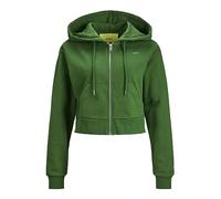 JJXX Women's Jxabbie Reg LS Every Zip Hood SWT Noos Sweatshirt, Formal Garden/Print:Medium Green Logo, M