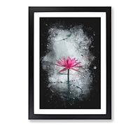 A Sacred Lotus Flower Paint Splash Framed Print | A2 Black Framed Wall Art | Ready to Hang | Modern Floral Picture | Living Room Bedroom Lounge Office