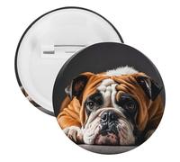 A Sad Bulldog Badge Metal Round Pins, Lightweight Brooch for Backpack, Fashion Button Pins Badge for Shirts, Jackets, Shawl Coat, Unisex, 12PCS, Tinplate, metal round pins