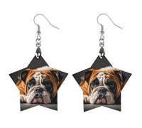 A Sad Bulldog Wooden Earrings for Women, Vintage Elegant Wood Jewelry, Lightweight Earrings for Wedding, Party, Everyday Jewelry Gift, Circular, Wood, wood