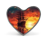 A Sailing Boat on The Water Buttons Pin Memorial Boutonniere for Wedding Groom Bride, Customize Lapel Heart Pin for Christmas, Men Women Costume Decorative Fashionable Brooches