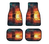 A Sailing Boat on The Water Car Floor Mats Personalized Anti-Slip Vehicle Front Rear Rugs Classic All-Weather Universal Driver Heel Pad Fit for SUV Vans Sedans Trucks Set of 4pcs