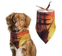 A Sailing Boat on The Water Dog Bandanas Adjustable Bib Party Pet Decorations Cute Dog Triangle Scarfs for Small Medium Puppy Cat Costume Accessory