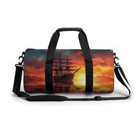 A Sailing Boat on The Water Gym Bag for Men Women Water Resistant Duffle Bag Travel Lightweight Bag for Travel Sports, white, 17.7in/9in/9in