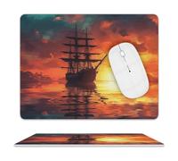 A Sailing Boat on The Water Mouse Pad for Office, Leather Mouse Mat with Non-Slip Base, Waterproof Desk Pad Protector for Home, Personalized Mouses Mat for Travel, Outdoor, 10" X 8"