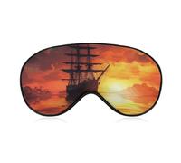 A Sailing Boat on The Water Sleep Mask Light Blocking Eye Cover Polyester Eye Mask with Elastic Strap Blindfold for Side Sleeper Sleeping Masks Face Hugging for Women Men Travel
