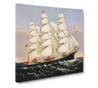 A Sailing Clipper Ship Canvas Print | Gallery Wrapped 30mm Frame Wall Art | 14x14 inches | Ready to Hang | Modern Seascape Picture | Living Room Bedroom Lounge Office