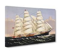 A Sailing Clipper Ship Canvas Print | Gallery Wrapped 30mm Frame Wall Art | 30x20 inches | Ready to Hang | Modern Seascape Picture | Living Room Bedroom Lounge Office
