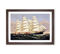 A Sailing Clipper Ship Framed Print | A2 Walnut Framed Wall Art | Ready to Hang | Modern Vehicle Picture | Living Room Bedroom Lounge Office
