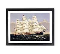 A Sailing Clipper Ship Vintage Framed Print | A2 Black Framed Wall Art | Ready to Hang | Classic Vehicle Picture | Living Room Bedroom Lounge Office