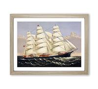 A Sailing Clipper Ship Vintage Framed Print | A2 Oak Framed Wall Art | Ready to Hang | Classic Vehicle Picture | Living Room Bedroom Lounge Office