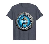 a Samurai-Warrior Stepping Thru a Star-gate to Another Realm T-Shirt, Men, Heather Blue, 5X-Large