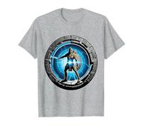 a Samurai-Warrior Stepping Thru a Star-gate to Another Realm T-Shirt, Men, Heather Grey, 6X-Large