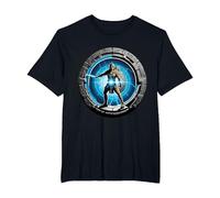 a Samurai-Warrior Stepping Thru a Star-gate to Another Realm T-Shirt, Men's Big and Tall, Black, 5X Tall