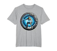 a Samurai-Warrior Stepping Thru a Star-gate to Another Realm T-Shirt, Men's Big and Tall, Heather Grey, 5X Tall
