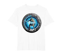 a Samurai-Warrior Stepping Thru a Star-gate to Another Realm T-Shirt, Men's Big and Tall, White, 5X Tall