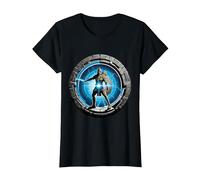 a Samurai-Warrior Stepping Thru a Star-gate to Another Realm T-Shirt, Women, Black, 3X-Large