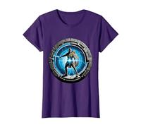 a Samurai-Warrior Stepping Thru a Star-gate to Another Realm T-Shirt, Women, Purple, X-Large