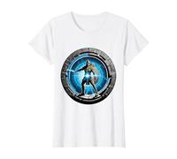 a Samurai-Warrior Stepping Thru a Star-gate to Another Realm T-Shirt, Women, White, XX-Large